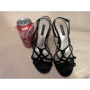 Dolce & Gabbana Black Velvet Strap Back Heels Vero Cuoio Italy 36